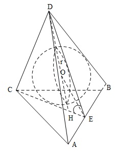 Đề bài:   Cho hình cầu nội tiếp một hình chóp tam giác đều. Biết tỉ số thể tích hình chóp và thể tích hình cầu bằng $k$. Xác định góc nghiêng giữa mặt bên và đáy hình chóp. Xác định giá trị của $k$ để bài toán giải được. 1