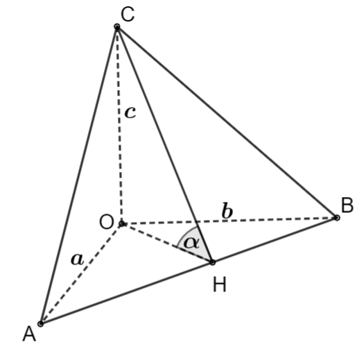 Cho tứ diện (OABC) có (OA,OB,OC) đôi một vuông góc với nhau. Kí hiệu (S,{S_1},{S_2},{S_3}) lần lượt là diện tích các tam giác (ABC,OAB,OBC,OCA). 1