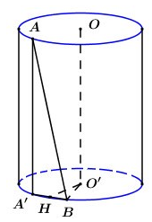 Cho hình trụ bán kính đường tròn đáy bằng 1. Hai điểm (A ) và (B ) lần lượt thuộc hai đường tròn đáy sao cho ((AB = sqrt 6) ), khoảng cách giữa hai đường thẳng (AB ) và trục của hình trụ bằng (frac{1}{2}). Thể tích khối trụ được giới hạn bởi hình trụ đó bằng: 1