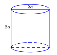 Cho hình trụ có thiết diện qua trục là hình vuông có cạnh bằng (2a ). Thể tích của khối trụ giới hạn bởi hình trụ đã cho bằng: 1