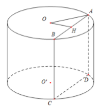 Cho hình trụ có chiều cao bằng (5a ), cắt hình trụ bởi mặt phẳng song song với trục và cách trục một khoảng bằng (3a ) được thiết diện có diện tích bằng (20a2 ). Thể tích khối trụ là: 1