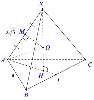 Tính bán kính của mặt cầu ngoại tiếp hình chóp tam giác đều S.ABC, biết các cạnh đáy có độ dài bằng a, cạnh bên (SA = asqrt 3 ) 1