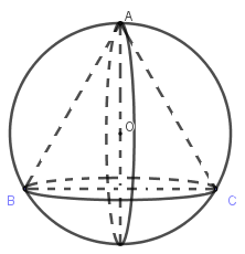 Cho hình (H) bao gồm tam giác (ABC ) đều nội tiếp đường tròn  (C). Quay hình  (H) quanh trục đối xứng của nó ta được: 1
