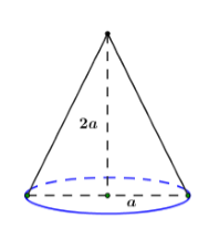 Cho khối nón có độ dài đường cao bằng (2a ) và bán kính đáy bằng (a. ) Thể tích của khối nón đã cho bằng: 1