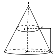Cho hình vuông (ABCD ) cạnh bằng 2. Gọi (M ) là trung điểm (AB ). Cho tứ giác (AMCD ) và các điểm trong của nó quay quanh trục (AD ) ta được một khối tròn xoay. Tính thể tích khối tròn xoay đó. 1