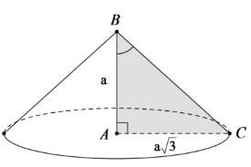  Trong không gian, cho tam giác ABC vuông tại A, AB = a và (AC = sqrt 3 a). Tính độ dài đường sinh l của hình nón, nhận được khi quay tam giác ABC xung quanh trục AB. 1