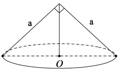 Một hình nón có thiết diện qua trục là một tam giác vuông cân có cạnh góc vuông bằng a. Tính diện tích xung quanh của hình nón. 1