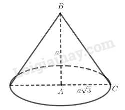 Trong không gian cho tam giác ABC vuông tại A, AB=a và (AC=asqrt3). Khi quay tam giác ABC xung quanh trục AB, ta được một khối nón có độ dài đường sinh là: 1
