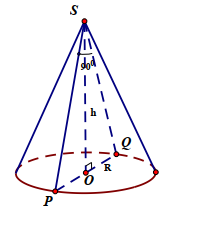 Cho hình nón có chiều cao h và đường sinh hợp với trục một góc  45⁰ . Diện tích xung quanh của hình nón là:
  1