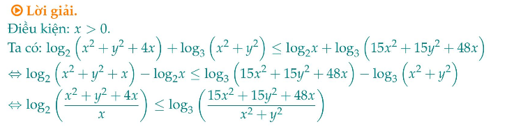 Có bao nhiêu cặp số nguyên $(x ; y)$ thỏa mãn (log {2}left(x^{2}+y^{2}+4 xright)+log {3}left(x^{2}+y^{2}right) leq log {2} x+log {3}left(15 x^{2}+15 y^{2}+48 xright) ?) 1