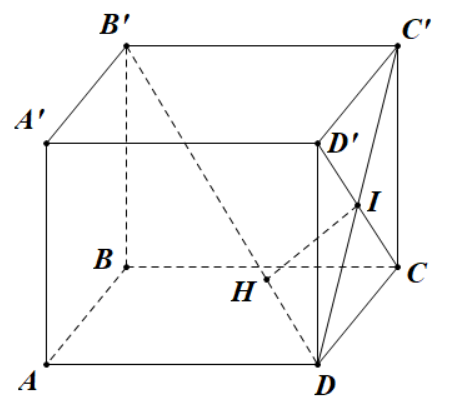 Cho hình lập phương (ABCD.A'B'C'D') cạnh (a). Khoảng cách giữa hai đường thẳng (B'D) và (D'C) tính theo (a) bằng</p> 1