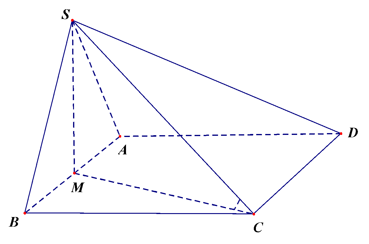 Cho hình chóp (S.ABCD) có đáy là hình chữ nhật, (AB = a), (AD = 2a). Tam giác <em>SAB</em> cân tại <em>S</em> và nằm trong mặt phẳng vuông góc với đáy. Góc giữa đường thẳng <em>SC</em> và mặt phẳng (left( {ABCD} right)) bằng (45^circ ). Thể tích của khối chóp (S.ABCD) là</p> 1