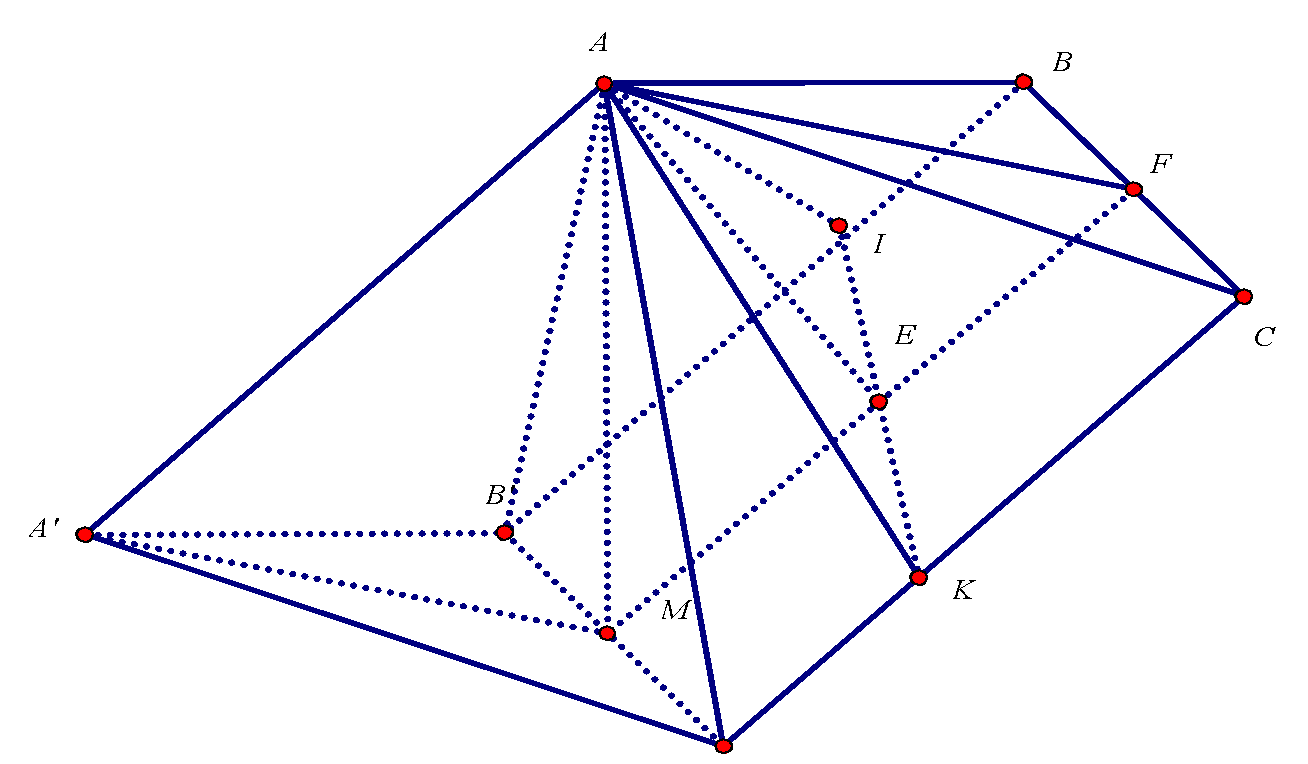 Cho khối lăng trụ (ABC.A'B'C'), khoảng cách từ (C) đến (BB') là (sqrt 5 ), khoảng cách từ (A) đến (BB') và (CC') lần lượt là (1;,,2). Hình chiếu vuông góc của (A) lên mặt phẳng(A'B'C') là trung điểm (M) của (B'C'), (A'M = frac{{sqrt {15} }}{3}). Thể tích của khối lăng trụ đã cho bằng</p> 1