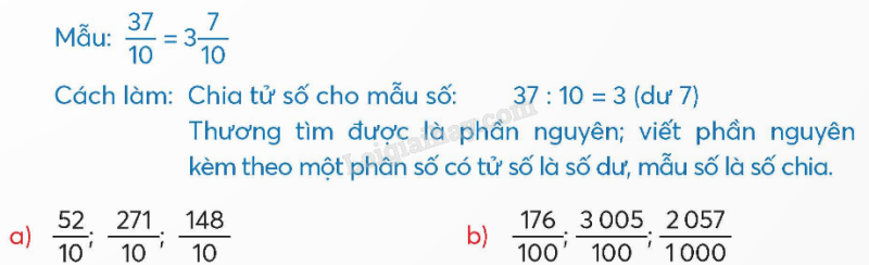 Giải SGK Toán lớp 5 trang 14, 15, 16 Bài 4: Phân số thập phân | Chân trời sáng tạo 2